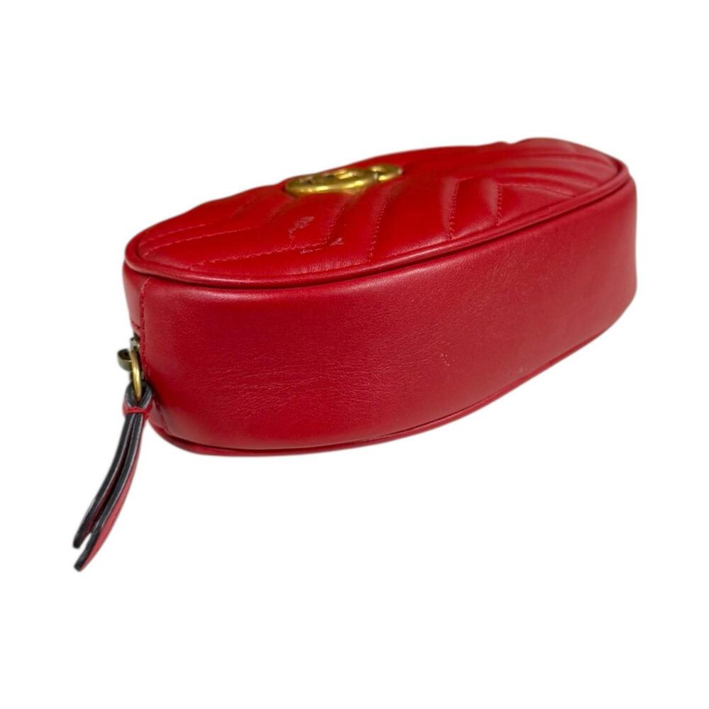 GUCCI Red Leather GG Marmont Fanny Pack - Picture 7 of 14